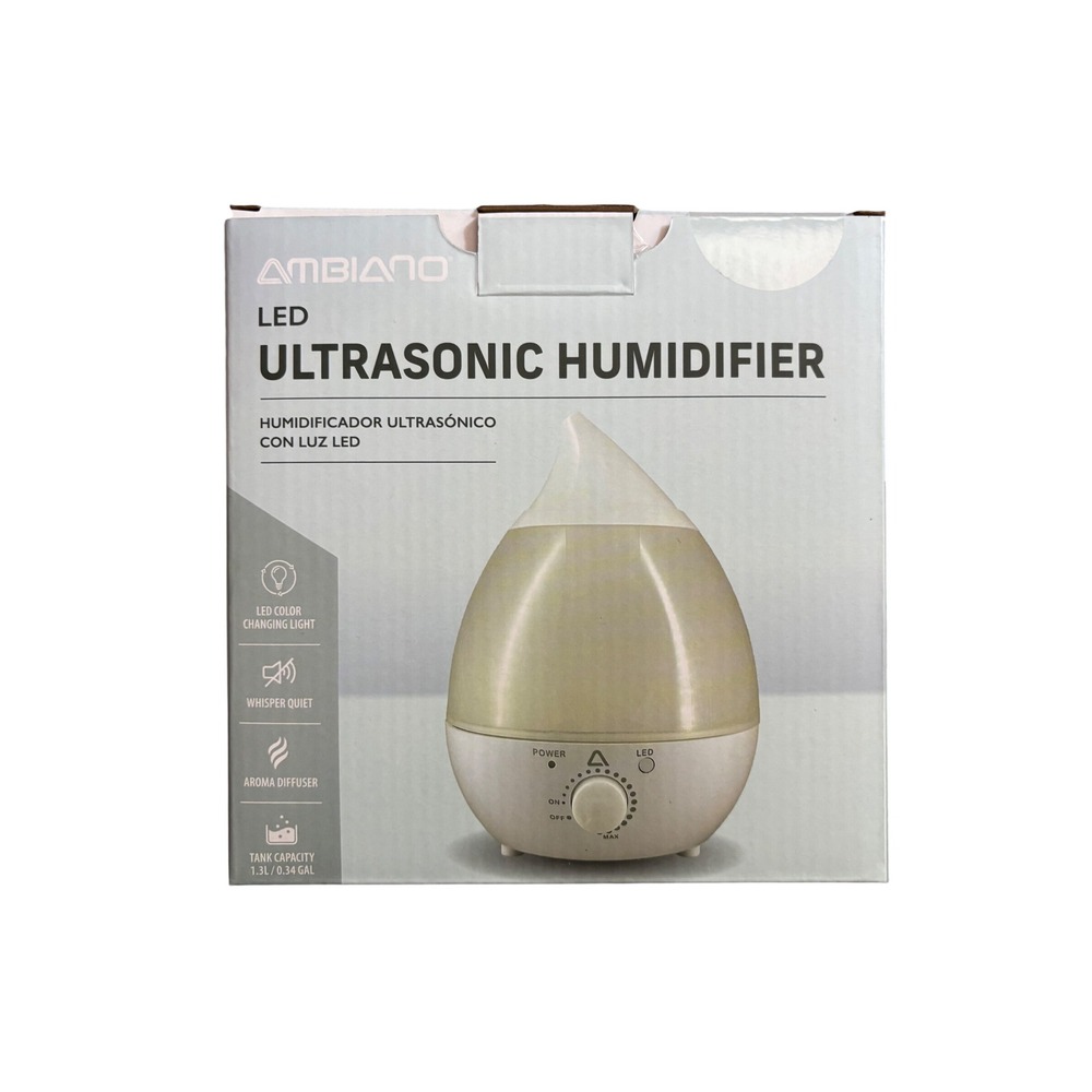 Ambiano LED Ultrasonic Humidifier‎ Unisex 1.3L White Aroma Diffuser LUH1.3 NEW